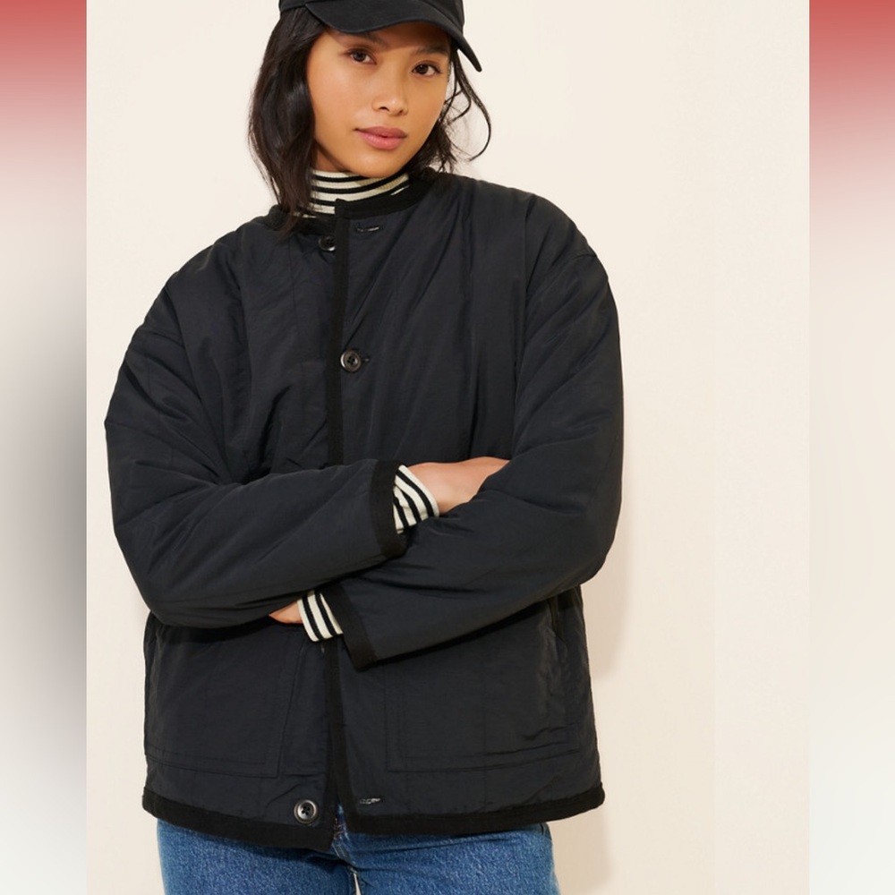 Alex Mill reversible Polar Bear jacket - black nylon / off-white sherpa - sz XL - Picture 5 of 8
